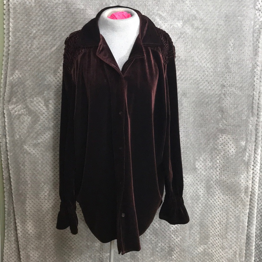 Villager velvet button down blouse